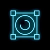 Neon icon of a circle in a square representing a concept vector