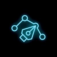 Neon icon of pen tool creating digital graphic design vector