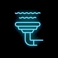 Neon smoke detector icon detecting smoke on black background vector