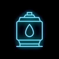 Neon icon of ink cartridge displaying single ink droplet vector