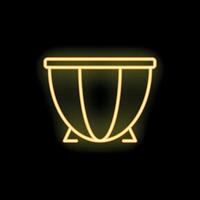 Neon yellow drum glowing on black background vector