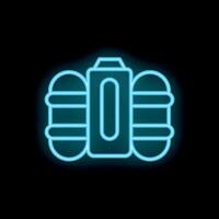 Neon oxygen tank icon glowing against a black background vector