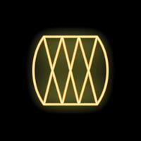 Yellow neon sign showing three roman numerals x on black background vector