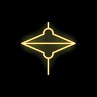 Neon yellow spinning top toy shining in the dark background vector
