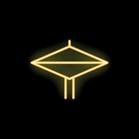 Yellow neon sign representing vietnamese conical hat on black background vector