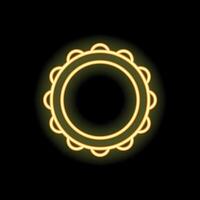 Round golden frame glowing on black background vector