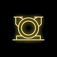 Yellow neon icon of a futuristic portal machine glowing on a black background vector