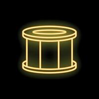 Neon yellow drum glowing on dark background vector