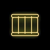 Neon yellow drum glowing on dark background vector