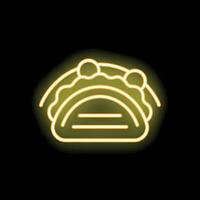 Yellow neon sign depicting a taco on black background vector