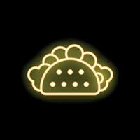 Neon sign of a taco glowing on a black background vector