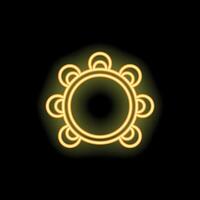 Neon tambourine glowing on dark background vector
