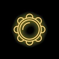 Neon tambourine glowing on dark background vector