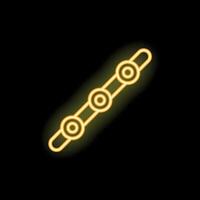 Neon yellow chain glowing on black background vector