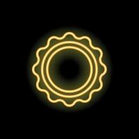Neon style sun shining bright on dark background vector