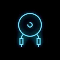 Neon icon of a dreamcatcher with feathers glowing on black background vector