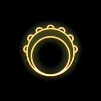 Neon tambourine shining in the dark background vector