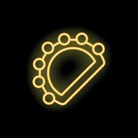 Neon icon of empanada shining brightly on black background vector