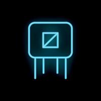 Neon style icon of diode electronic component glowing blue vector