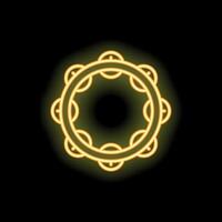 Neon tambourine glowing on dark background vector