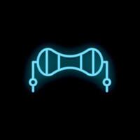 Neon inductor icon glowing on dark background vector