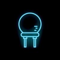 Neon icon of electrolytic capacitor with two legs glowing on dark background vector