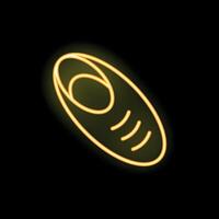 Neon yellow finger pressing a button on black background vector