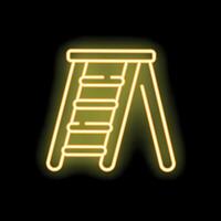 Glowing neon line climbing stairs icon isolated on black background vector