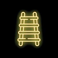 Glowing neon line ladder icon isolated on black background illustration vector