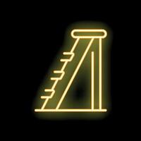 Glowing neon icon of a playground slide on black background vector