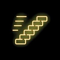 Neon stairs leading upwards to the right on black background vector