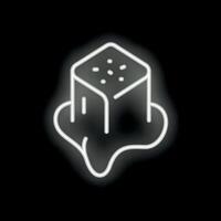 Neon style icon of melting ice cube on black background vector