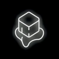 White neon style ice cube melting on black background vector