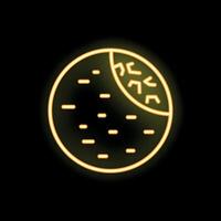 Neon style icon of half moon showing craters on its surface vector