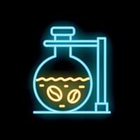 Neon sign of coffee beans brewing in round flask on stand with burner vector