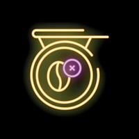 Neon sign of coffee bean with cross sign representing decaffeinated coffee vector