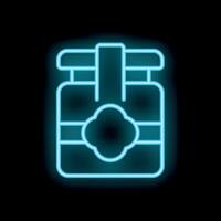 Glowing neon icon of a jam jar with a blank label on a black background vector
