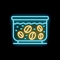 Neon sign of coffee beans floating in water for trendy cafe decoration vector