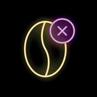 Neon sign showing a coffee bean with a cross over it vector