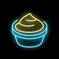 Neon sign representing bowl of food, dip, sauce, or condiment vector