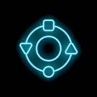 Neon blue circular workflow diagram with arrows and shapes vector