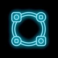 Neon blue connected circles forming a network on black background vector