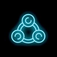 Neon icon of three circles interconnected representing collaboration vector