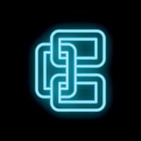 Neon light chain links glowing on black background vector