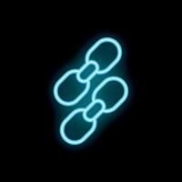 Blue neon chain links glowing on black background vector