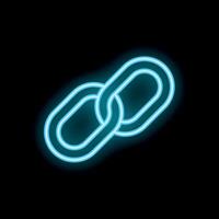 Glowing neon blue chain links icon on black background vector