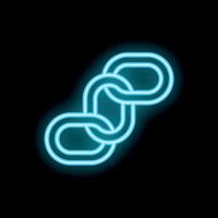 Blue neon sign glowing in the dark forming interconnected chain links vector