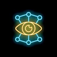 Neon sign representing artificial intelligence watching everything vector