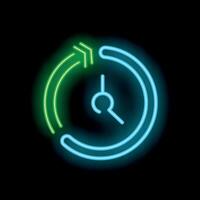 Neon sign clock showing time passing quickly vector