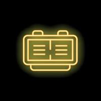 Neon icon of book representing knowledge and education vector